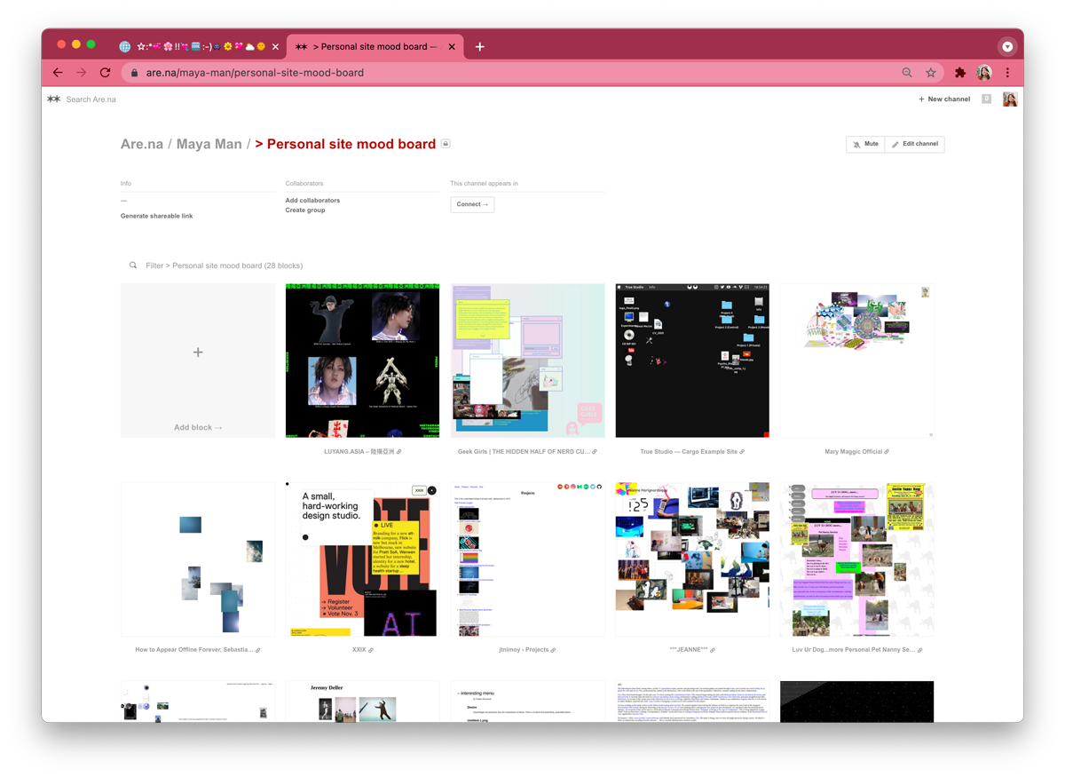 Screenshot from Maya's mood board.