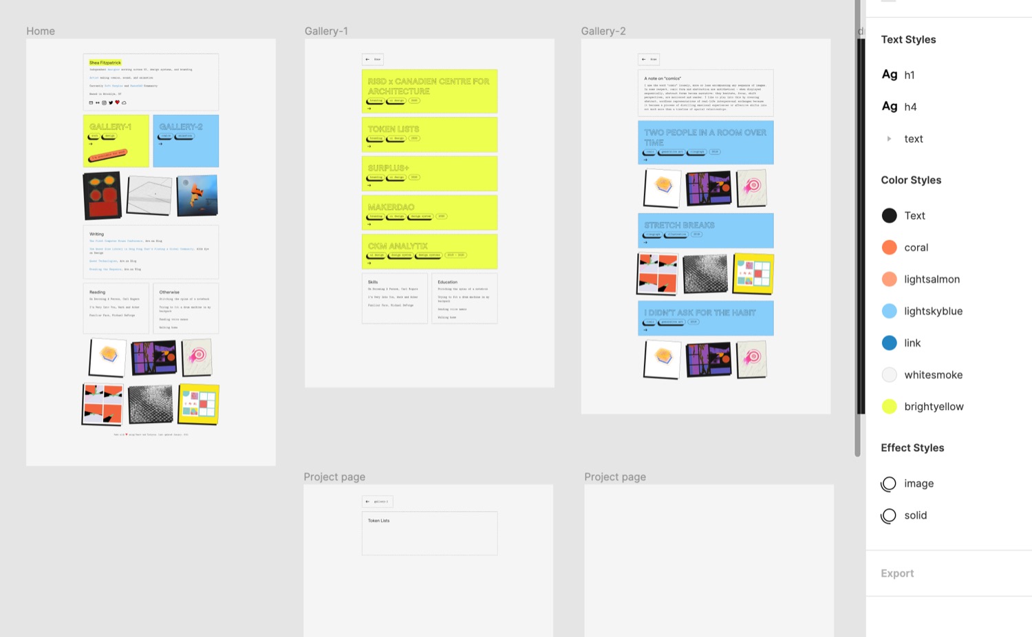 A screenshot of Shea's projects in Notion.